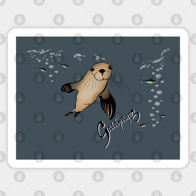 Galapagos sea lion Sticker by leeloolook